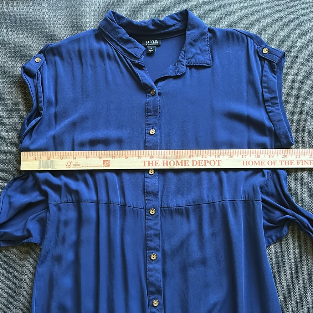 Navy Blue Button-Up Shirt-Dress - Picture 10 of 12